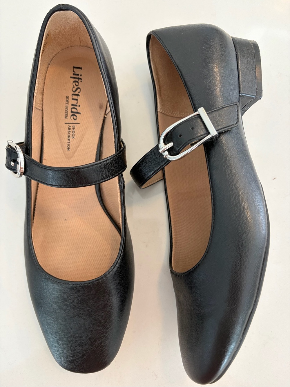 Life Stride Black Mary Jane Loafers with Silver Buckle